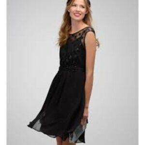 Ricki's Black Sequin Scoop Neck Embellished Belt Fit & Flare Size 8